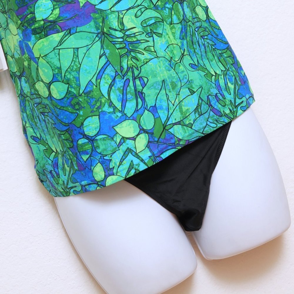 NWT Gottex Green and Blue Floral Tankini Top with Black Brief 12 swimwear - Picture 5 of 14